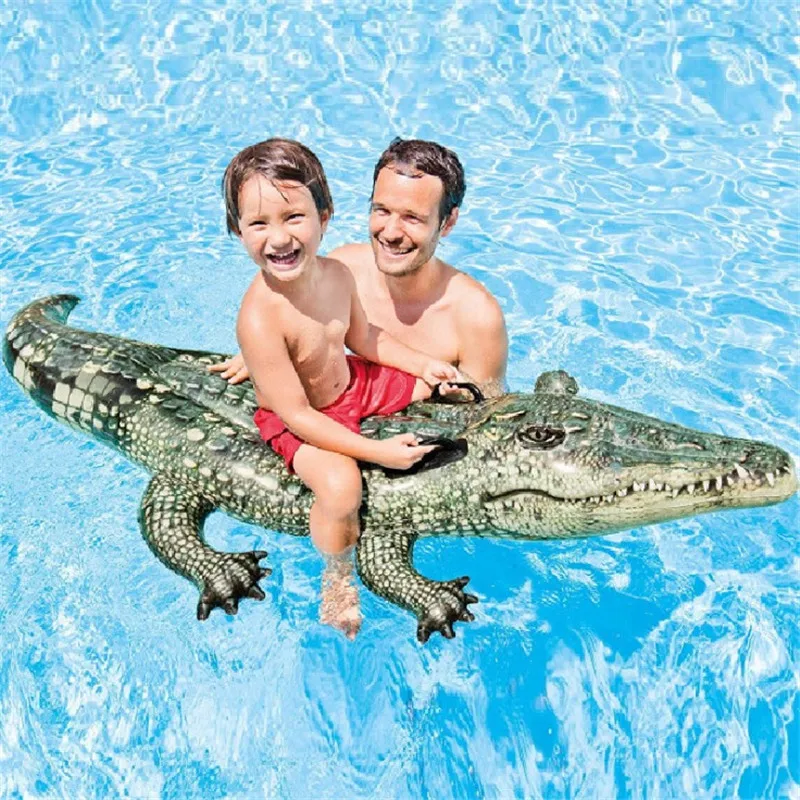 

Pool Float Water Party Toys Crocodile Inflatable Bed Animal Mount Swimming Ring PVC With Grip Air Mattress For Adults Childrent