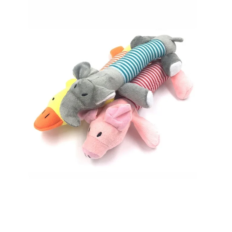 

Cute Pet Dog Cat Plush Squeak Sound Dog Toys Funny Fleece Durability Chew Molar Toy Fit for All Pets Elephant Duck Pig
