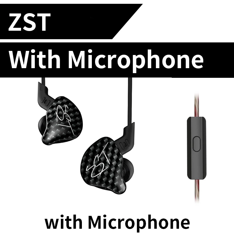 Black With mic KZ ZST Bluetooth наушники 1DD+ 1BA драйвер динамические и арматурные вкладыши мониторы шумоизоляция HiFi музыка спортивные наушники гарнитура - Цвет: Black With mic
