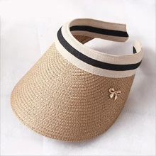 2019 New Women's Sun Hats Handmade Straw Visor Caps Parent-Child Summer Hat Empty Top Beach Hat