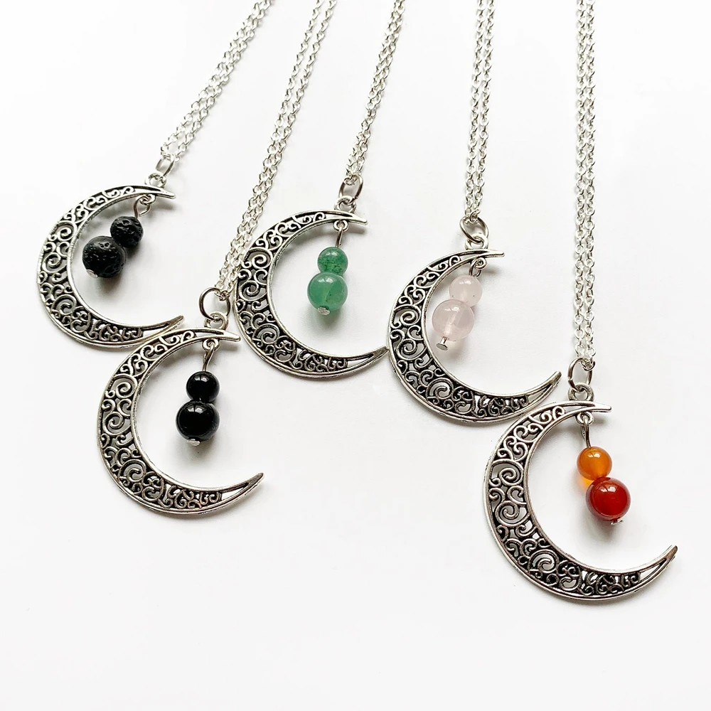 moon pendant necklace stone