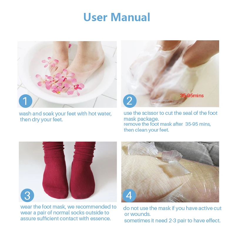 Cuidados com a Pele Máscara para Pés Meias para Pedicure Efero Pces Par Pés Peel Máscara Remover Mortos Suave Esfoliante pé Spa 24 = 12 15 mortos suave esfoliante pé máscara para pés spa meias para pedicure