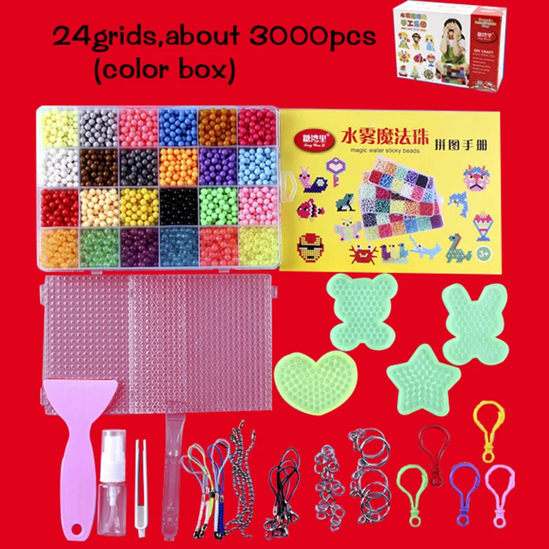 

6000pcs 24 colors Refill beads puzzle Crystal beads DIY water spray set ball games 3D handmade magic toys for children