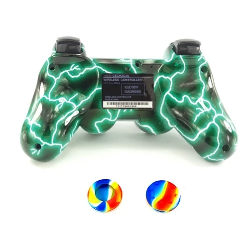 Идеальная совместимость с оригинальным контроллером PS3 Bluetooth геймпад для sony Playstation 3 Беспроводная консоль с перекидной крышкой - Цвет: Green Lightning