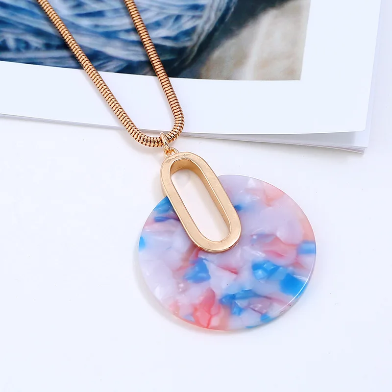 

2019 New Acetate Round Necklaces & Pendant Sweater Chain Fashion Glamour Woman Long Necklace Party Jewelry Best Friends Pendant