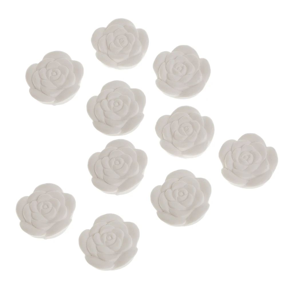 10pcs White Rose Aroma Fragrance Stone DIY Essential Oil Diffuser for Home Aromatherapy Cars Bedroom Air Freshener