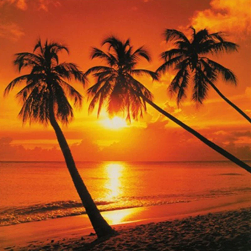 

GELANYOUPIN 5D DIY Diamond Painting Landscape Sunset Beach Resin Diamond Painting Cross Stitch Scenic Needlework Home Decorative