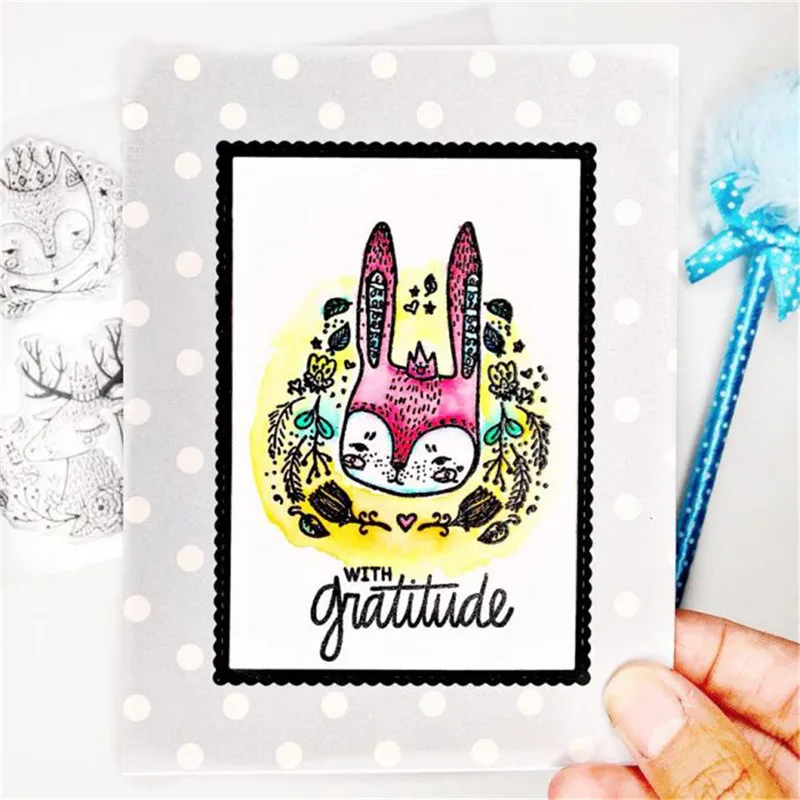 

Eastshape 7Pcs/Lot 14*14cm New Clear Stamps And Dies Card Scrapbooking Album Animal Alphabet Embossing Silicone Transparent