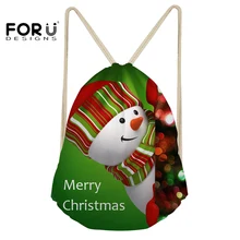 FORUDESIGNS/Фитнес спортивная сумка спортивный рюкзак для Для женщин девочек Рождественский снеговик для улицы с принтом рюкзак на завязках сумки
