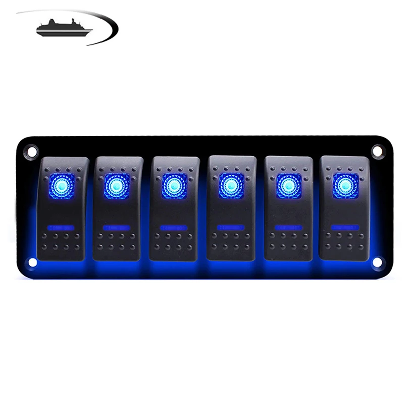 

6 GangToggle Switch Panel 12V Circuit Breaker LED Backlit for Boat Car Marine RV Marine