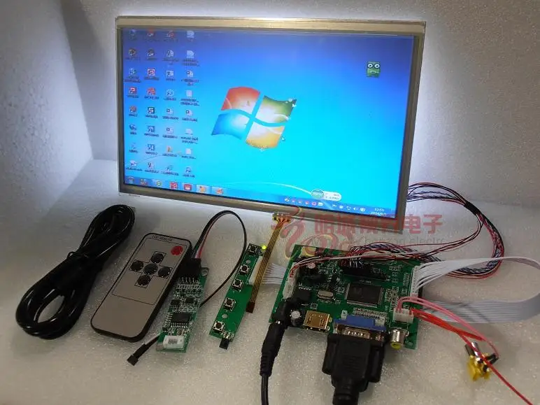 Комплект Raspberry Pi с 10" дюймовым сенсорным экраном 1024x600 для автомобиля с поддержкой HDMI VGA USB AV