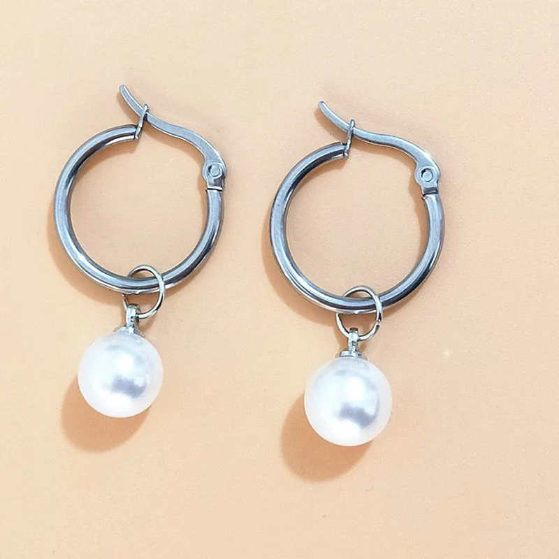

2019 new Steampunk Pearl Round Hoop Earrings Statement Small Big Earrings Hoops Minimalist Earrings