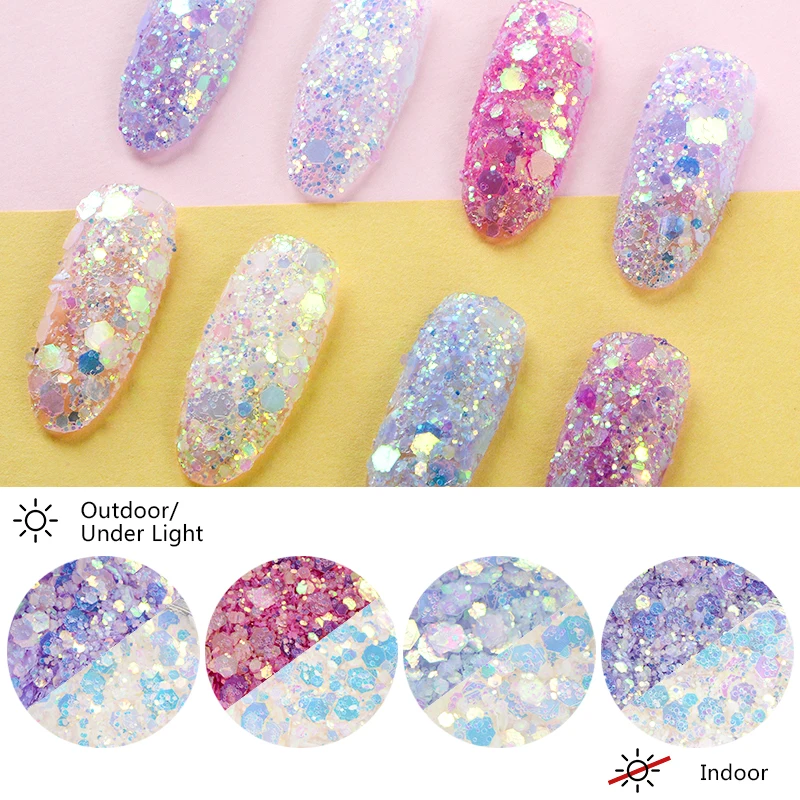 

MEET ACROSS 1 Box Nail Glitter Sequins 3D Hexagon Colorful Flakes Spangles Polish Manicure Nails Art Decorations