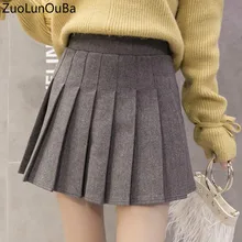 Zuolunoba2018 новая Корейская версия шерстяная черная юбка Женская Осенняя зимняя эластичная плиссированная юбка с высокой талией мини-юбка-пачка