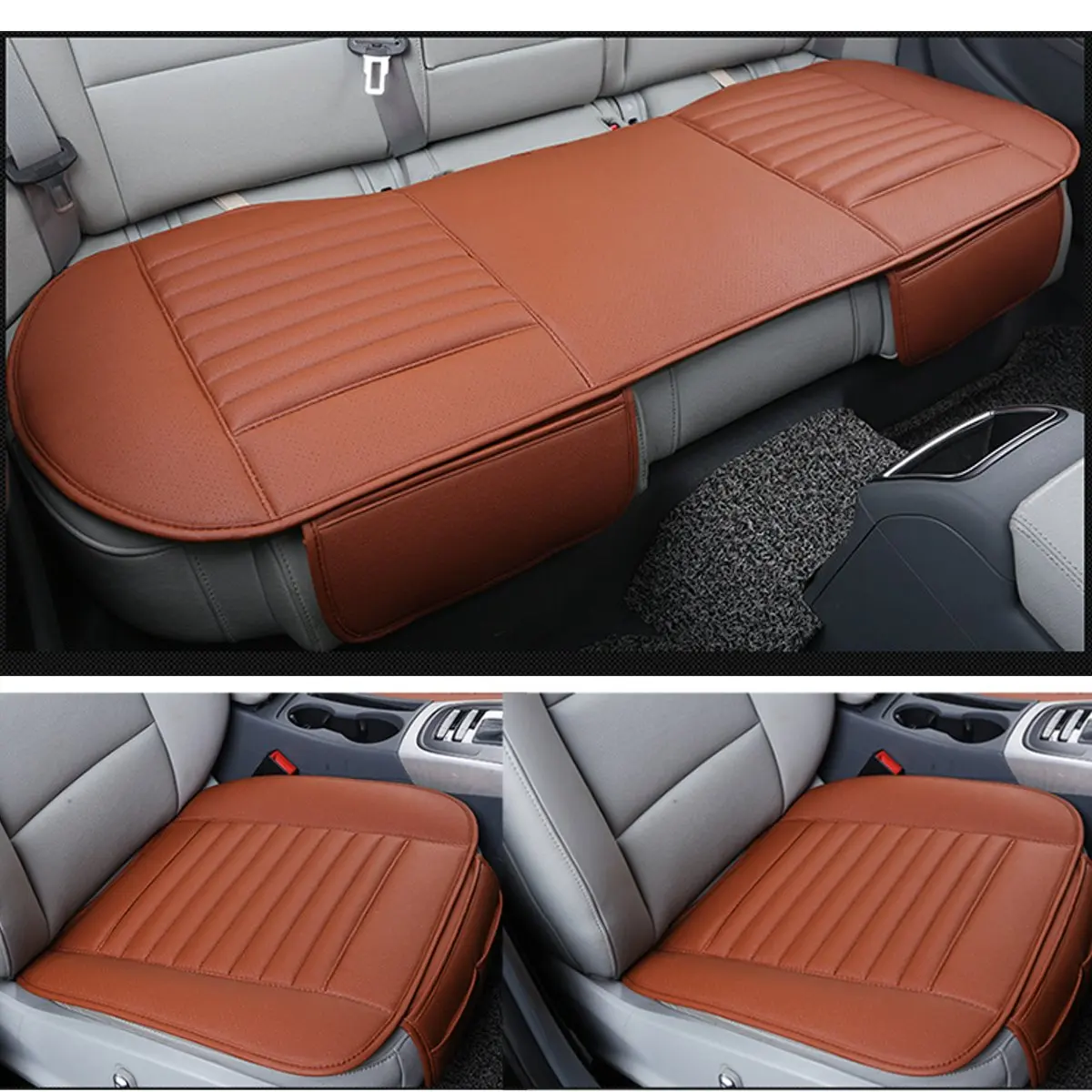 

Universa Car Seat Protector Mat Car Seat Cover Winter Warm Front Back Rear Seat Cushion Pu Leather Breathable without Backrest