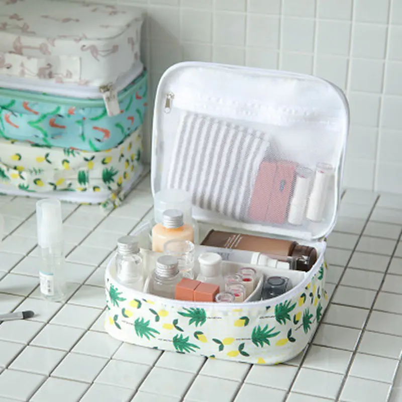 

Function Travel Cosmetic Bag Solid Zipper Women MakeUp Portable Case Organizer Storage Makeup Pouch Toiletry Beauty Wash Kit Bag