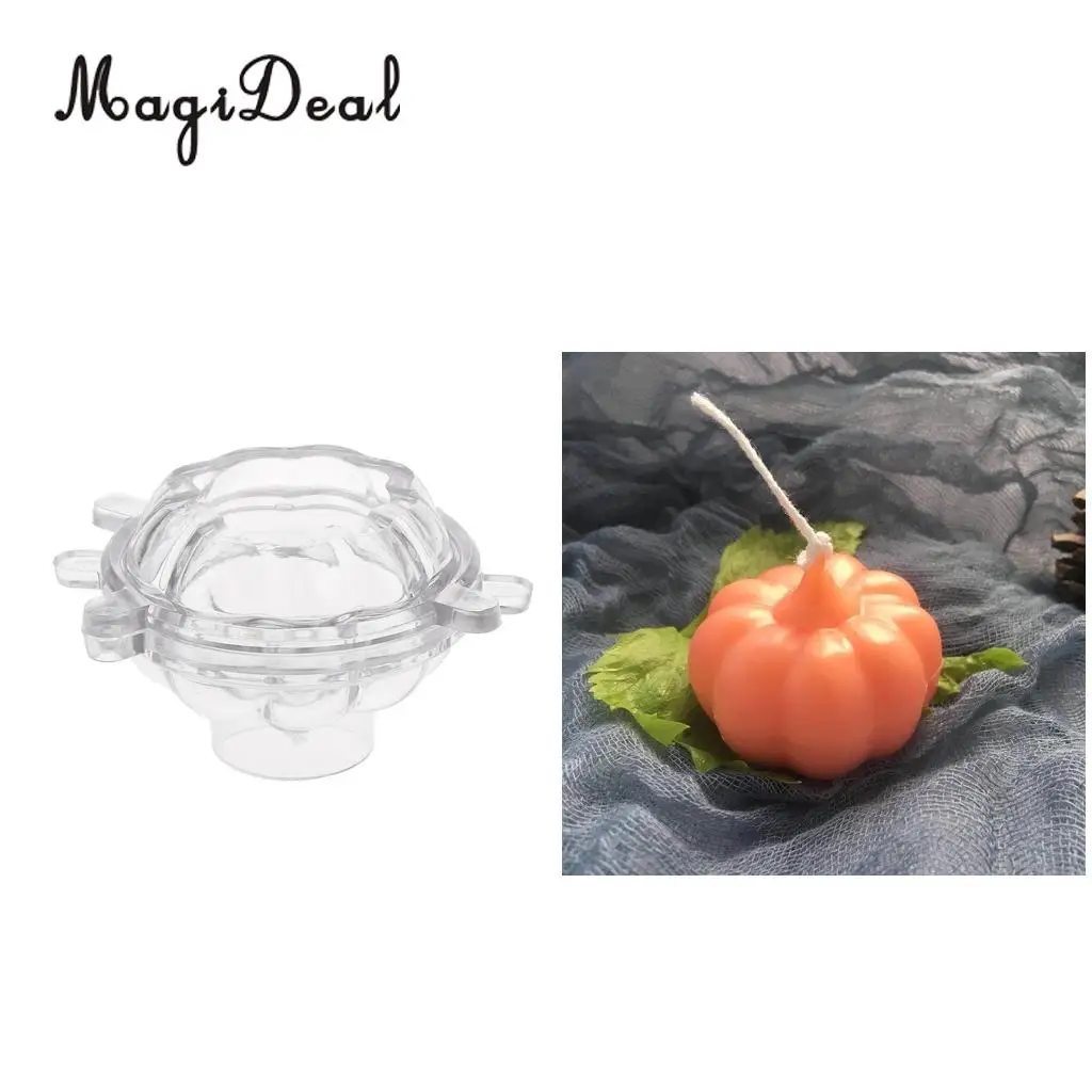 3D Pumpkin Shaped Plastic Clear Candle Making Mould Soap Mold for DIY Candle Making Halloween Decoration Craft Mold