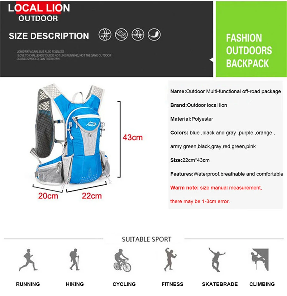 Sale LOCAL LION Bicycle Bike Backpack MTB Outdoor enquipment 12L Climbing Hiking Running Outdoor Cycling Backpack Riding Bicycle Bag 8 Sale LOCAL LION Bicycle Bike Backpack MTB Outdoor enquipment 12L Climbing Hiking Running Outdoor Cycling Backpack Riding Bicycle Bag 8