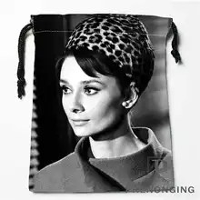 Пользовательские Одри Хепберн мешки Drawstring печати для хранения мода путешествия мини-сумка Плавание Пеший Туризм игрушки мешок Размеры 18x22 см#171208-28
