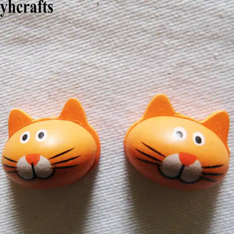 

100PCS/LOT.Yellow cat wood stickers,2x2.4cm.Kids toys,scrapbooking kit,Early educational DIY.Kindergarten crafts.Classic toy