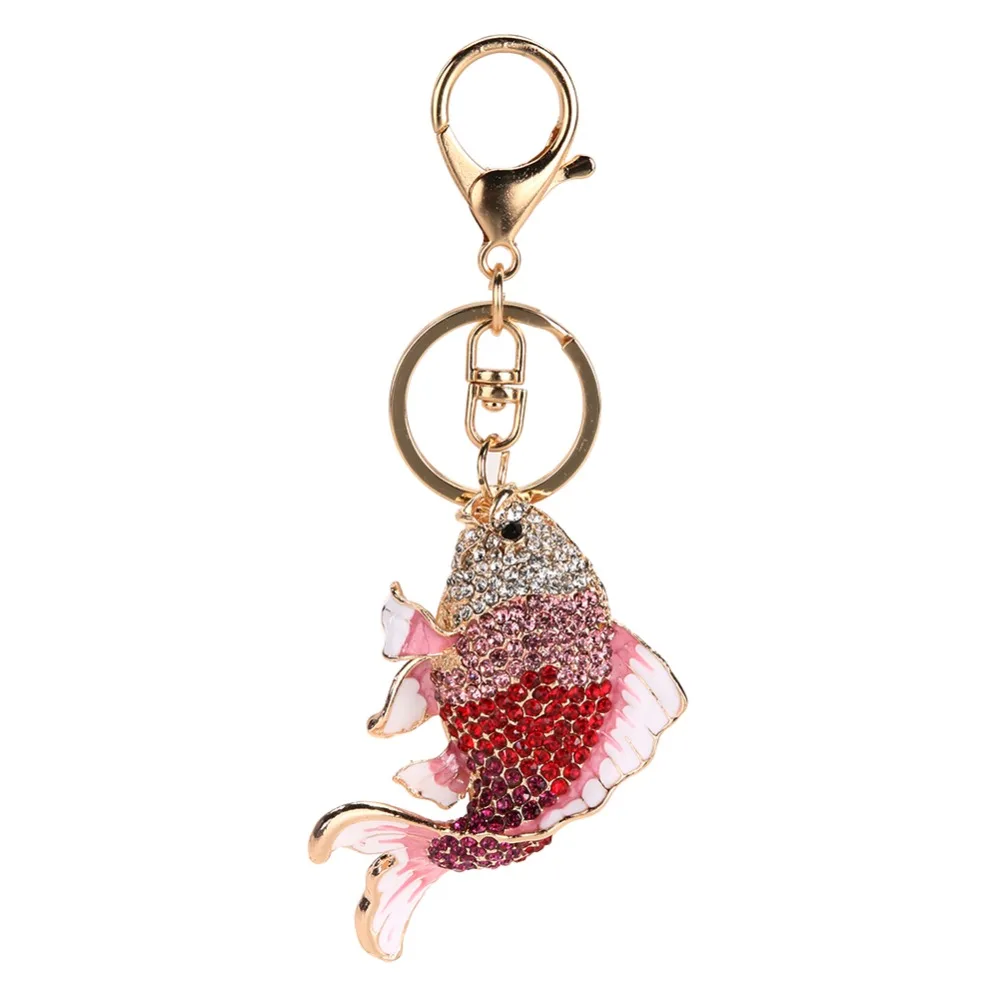 

Exquisite Enamel Crystal Fish Key Chains Holder Goldfish Purse Bag Buckle HandBag Pendant For Car Keyrings KeyChains Trinket