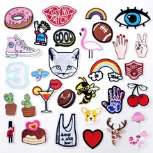 Hongo Cactus corazón Rugby DIY dibujos animados insignias Clothe aplique con parche bordado suministros de costura de planchado para ropa decorativa