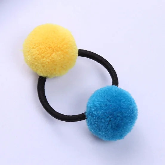 16 Pcs 8 Pairs Colored Pom Ball Elastic Hair Ties Girls' Ponytail Holder Kids Hair Bands Accessories Children's Hair Accessories