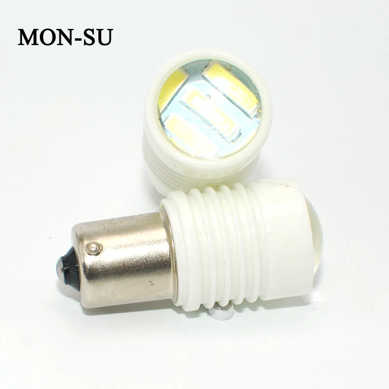

MON-SU 2pcs LED Bulb Super Bright 4014 T20 7443 1157 6smd Led Turn Signal High Temperature Ceramics Brake Lamp Reversing Lights