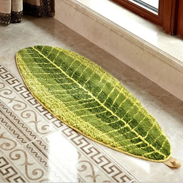 Comfortable Leaf Green Carpet Kitchen Rugs Absorbent Slip resistant Pad Door Bathroom Floor Mats