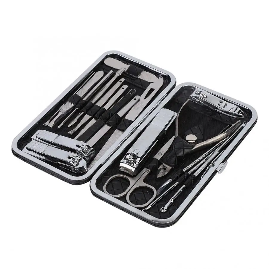 19pcs / Set Stainless Steel Pedicure Manicure Tool Kit Nail Clippers File Callus Remover Kit Scraper Beauty Scissors Tweezer