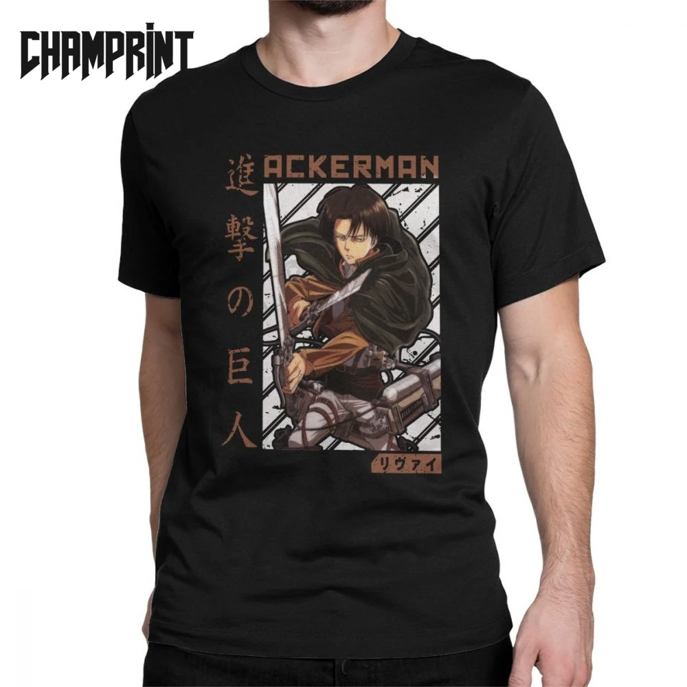 

Levi Ackerman Attack On Titan T-Shirts for Men Ackerman Anime Manga AOT Pure Cotton Tee Shirt Short Sleeve T Shirt 4XL 5XL Tops