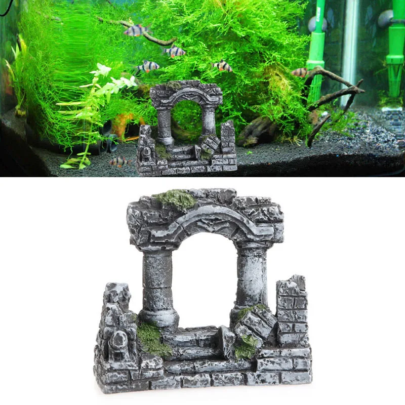 Artificial World Of Fish Tank Ancient Roman Column Ruins European Castle Ornament For Aquarium Decorations Reptile Box Landscape9