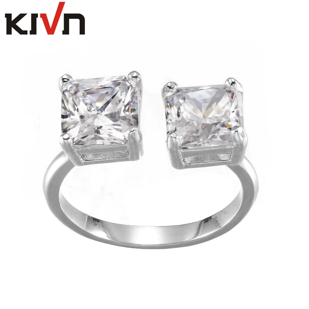 

KIVN Womens Girls Fashion Jewelry Luxury Adjustable Open CZ Cubic Zirconia Bridal Wedding Rings Promotional Birthday Gifts