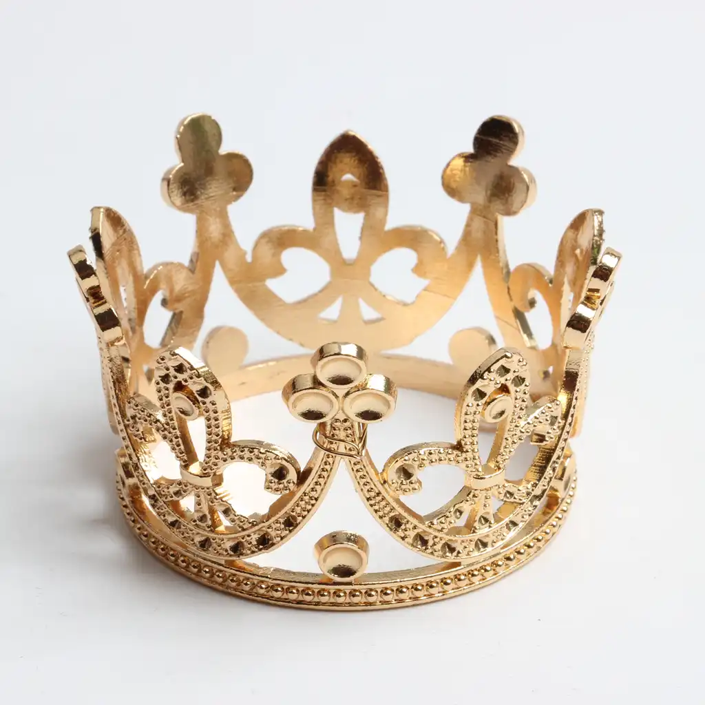 2pcs Baroque Mini Flower Girls Rhinestone Crown Tiara Headwear Gold