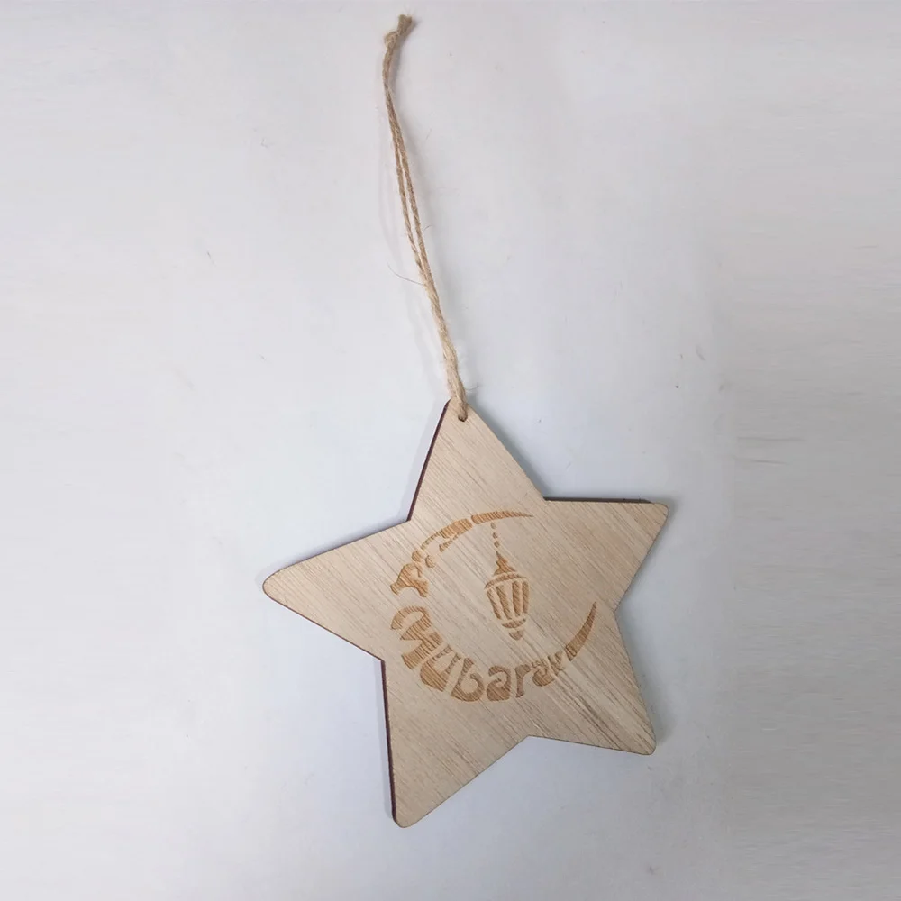 

Lychee 3pcs Star Shaped Ramadan Hanging Decoration Wooden Wall Hanging Ornament Home Decors