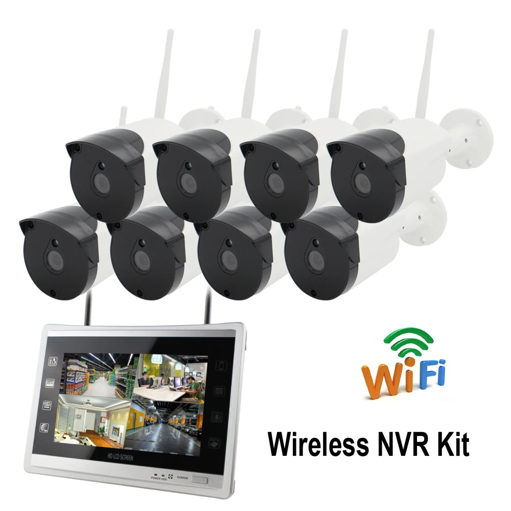 Yobang безопасности 8CH 960 P Беспроводной NVR комплект 12 &quotдюймов монитор открытый 1.3MP