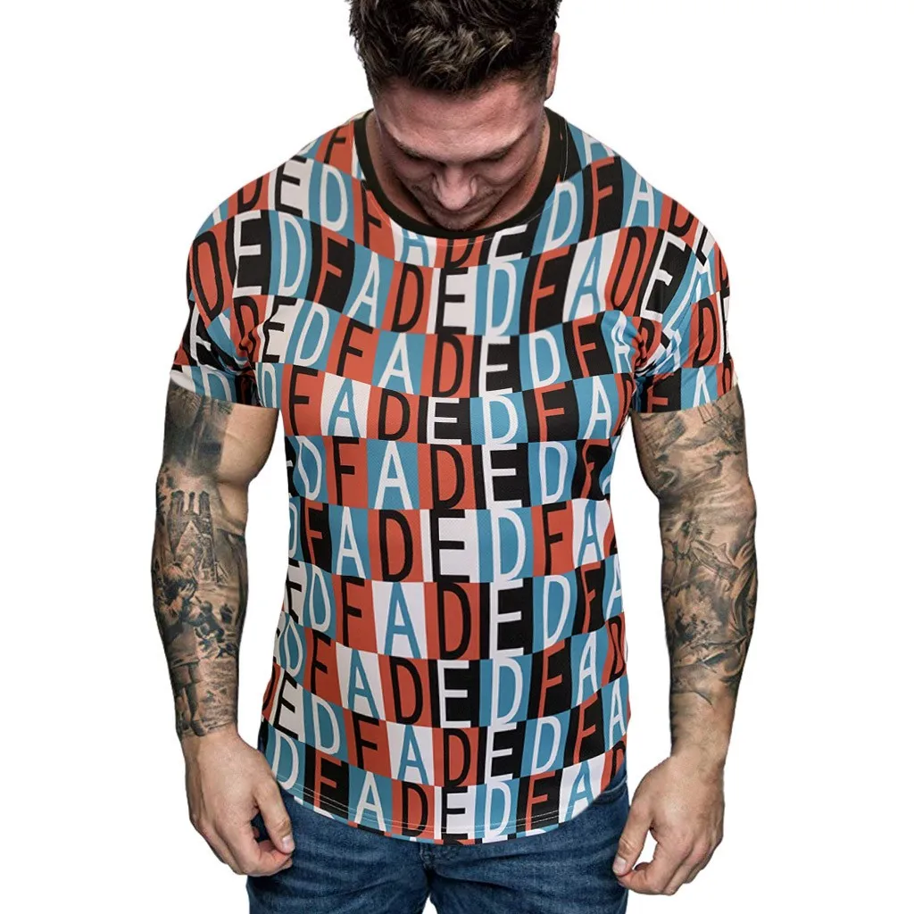 Short Sleeve Shirts Men's 3D Printing NEW Fashion Creative Round Neck Casual Short Shirts Top T-Shirt Male Clothing