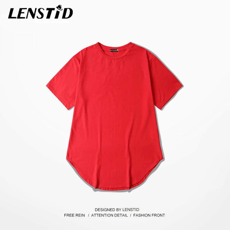 Мужская футболка в стиле Харадзюку LENSTID зеленая хип хоп с изогнутым подолом