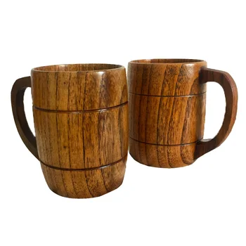 

Quality 400ml Beer Drinkware Cup Travel Handmade Wooden Cup Chinese Style Primitive Drinking Cup Natural Tea Coffee Teaware JY