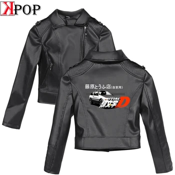 

Lnlitial D SHEIN 2019 New Clothes print Black PU Leather Jackets Women Slim women's leather jacket Leather Brand Coat
