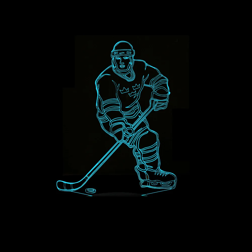 Buy New Hockey Player 3d Lamp Led Seven Color Remote