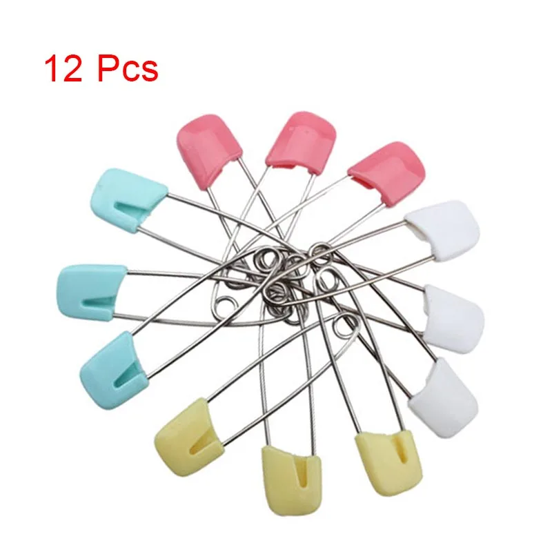 

Newly 12Pcs Baby Safety Shower Cloth Diaper Pins Holder Accessories XSD88