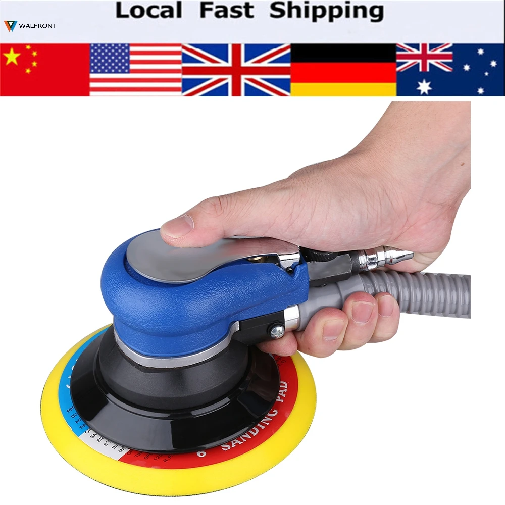 

6inch 150mm Air Random Orbital Palm Sander Polisher Buffing Pneumatic Tools with Dust Collection Hose Wrench Connector