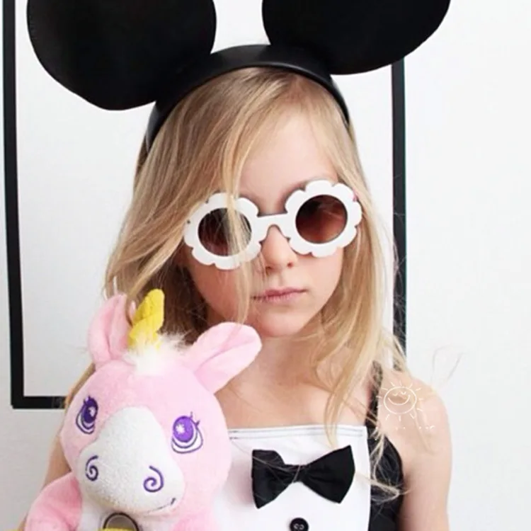 2019 nette Sonne Blume Runde Sonnenbrille für Kinder Jungen Mädchen Sonne Blume Kind Gläser mit UV Schutz