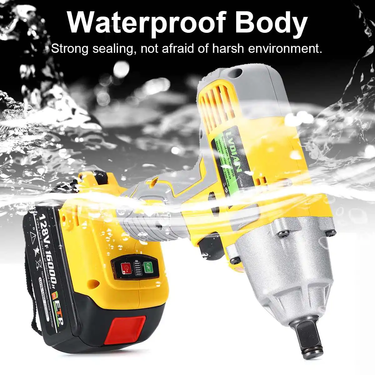 16000mah Rechargeable Cordless Electric Impact Brushless Wrench Kit Hand Drill 18.5x19cm Waterproof Power Tools LED lights