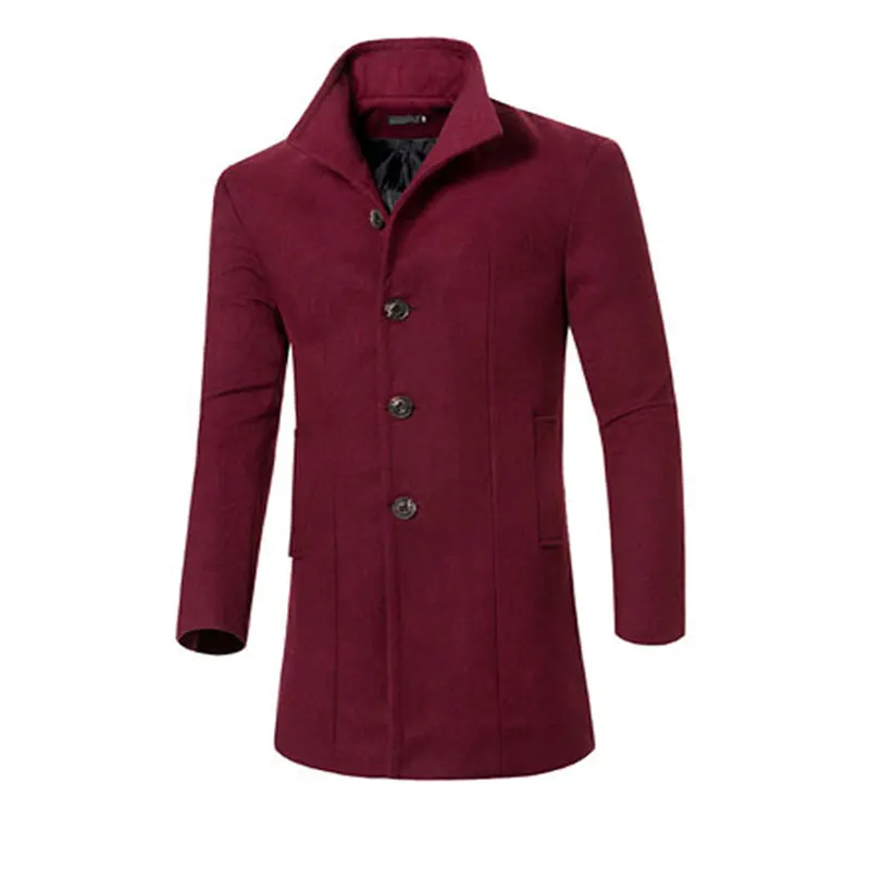 Men Woolen Jacket Long Trench Coat Casaco Masculino