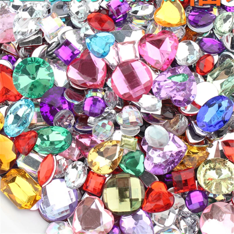 

50pcs/lot mix color Acrylic Crystal Face Flat back Rhinestones Shiny Beads DIY Nail Art Jewelry Decoration