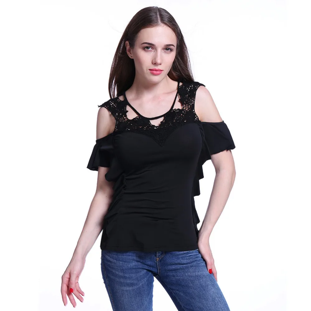 2019 New Summer Women Tops Cute V Neck Ruffles Blouses Shirts Sexy Off