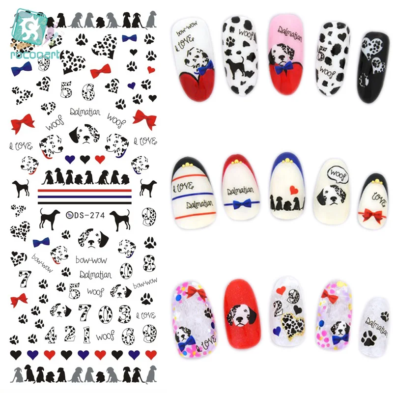 

Rocooart DS274 Water Transfer Foils Nail Art Sticker Harajuku Pet Dogs Blue Red Water Decals Manicure Decorations Tools Sticker