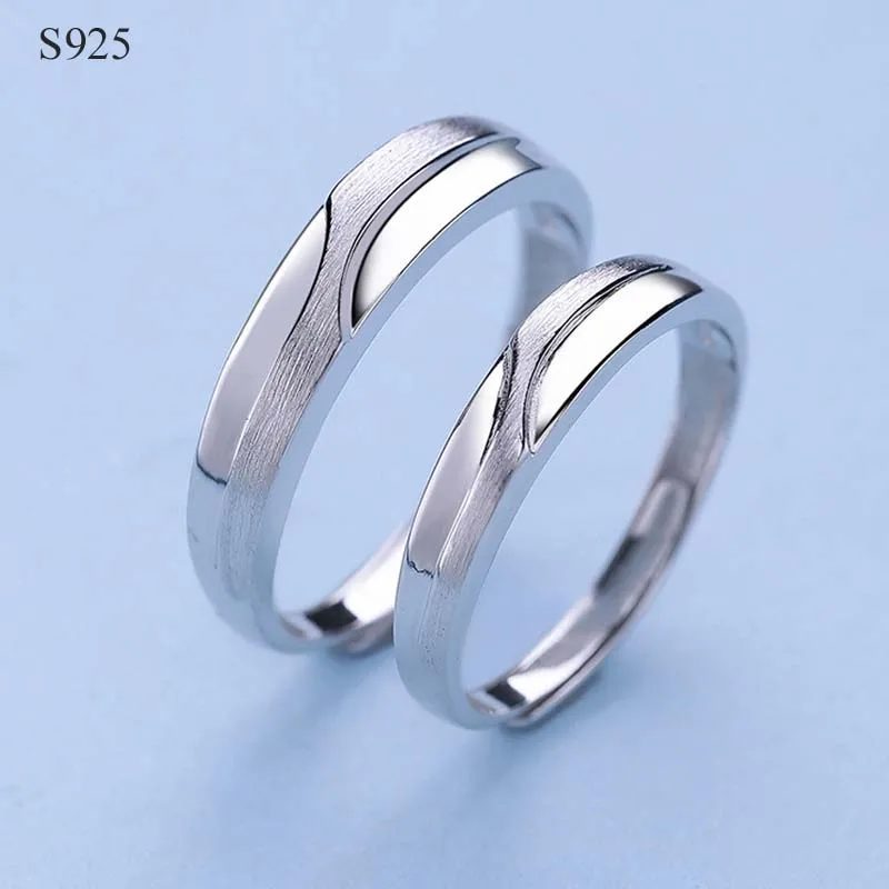 100% Genuine Real Pure Solid 925 Sterling Silver Couple Rings for Women Men Jewelry Female Male Lover Ring Engagement Bague